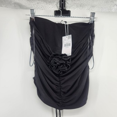 MNG by Mango Medium Black Floral Halter Top NWT