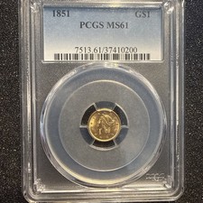 1851 Liberty Head Gold Dollar PCGS MS 61 - Beautiful and flawless!