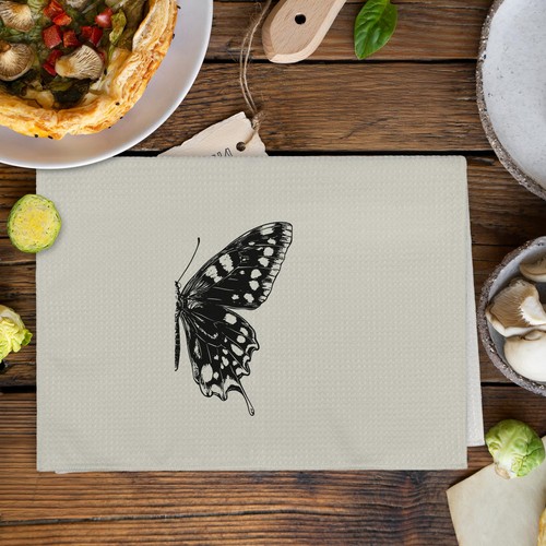 Boho Butterfly Set di 2 Asciugamani e Strofinacci da Cucina, Moody Dark Cottagecor... - Foto 3 di 7
