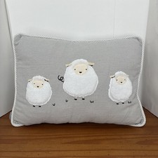 New With Tags Lambs  Ivy Signature Goodnight Sheep 16x12x3 Gray Linen Pillow