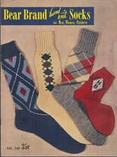 Bear Brand Hand Knit Socks for Men Women  Children instruction book 1950