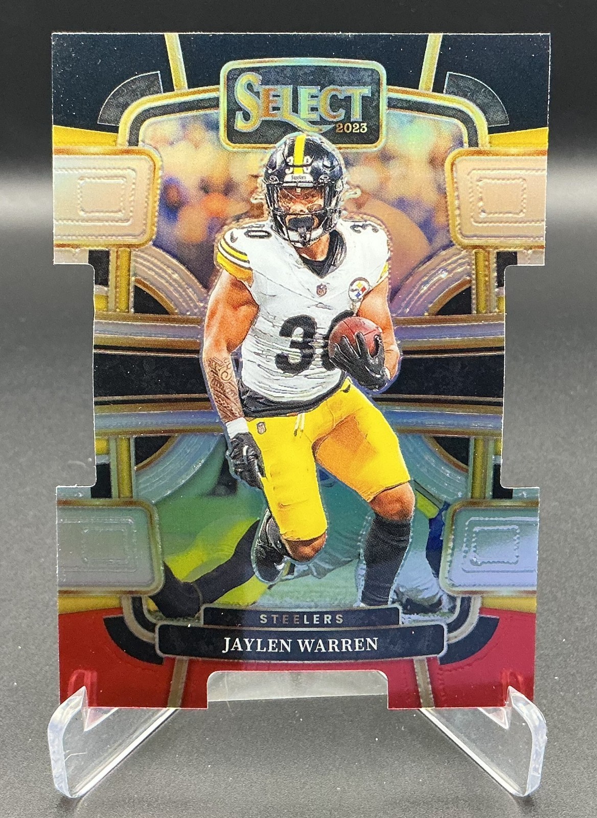 2023 Select - Concourse Jaylen Warren #82 Black & Red Prizm Die-Cut - Steelers