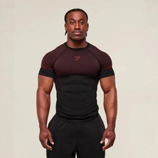GYMSHARK Men's Gym Top Short Sleeved T-shirt Quick Drying Tight Casual Running