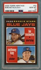 2020 Topps Heritage Blue Jays Rookie Stars Bo Bichette/Anthony Kay #52 PSA 10!