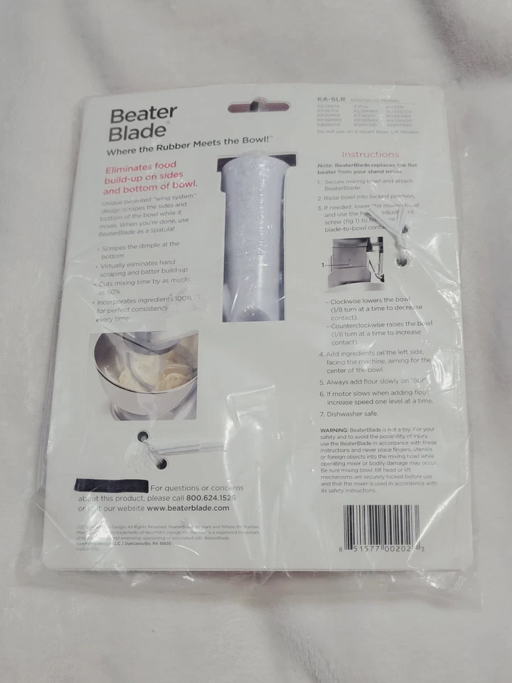 Nueva hoja batidora original Metro KA-6LR funciona con la mayoría de los cuencos KitchenAid de 6 o 7 cuartos de galón Foto 2 de 4