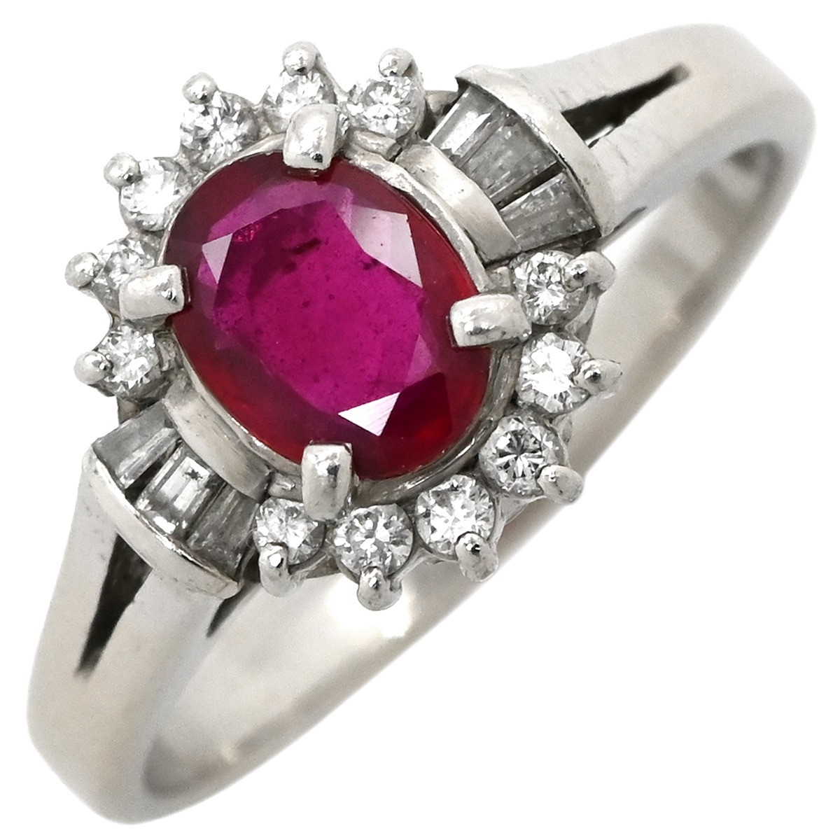Ring ring Ruby 062ct Earring Pt900 Ruby diamond P… - image 1