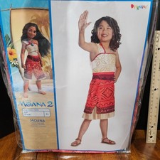 Disney Princess MOANA 2 Girls HALLOWEEN COSTUME Dress Kids SMALL 4 to 6 - NEW