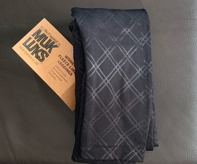 MUK LUKs L/XL Strumpfleggings| Fleece-gefüttert Muster Raute| Blickdicht Schwarz