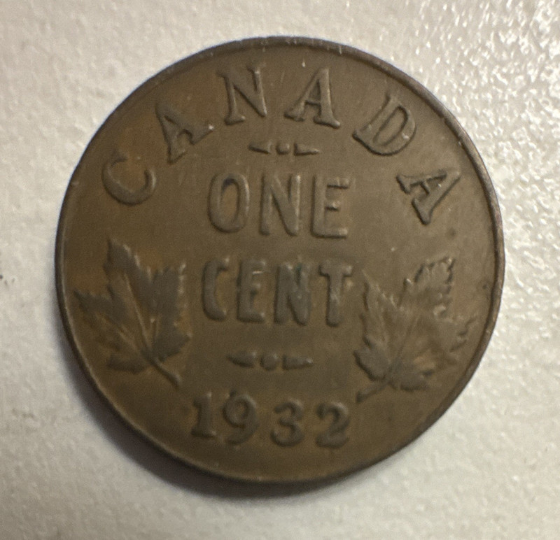 Canada 1932 George V Large Cent One Cent Bronze BN KM#21 Maple Leaves