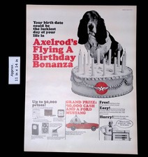 1965 Axelrod's Flying A Birthday Bonanza $10,000 & A Ford Mustang Print Ad 56334