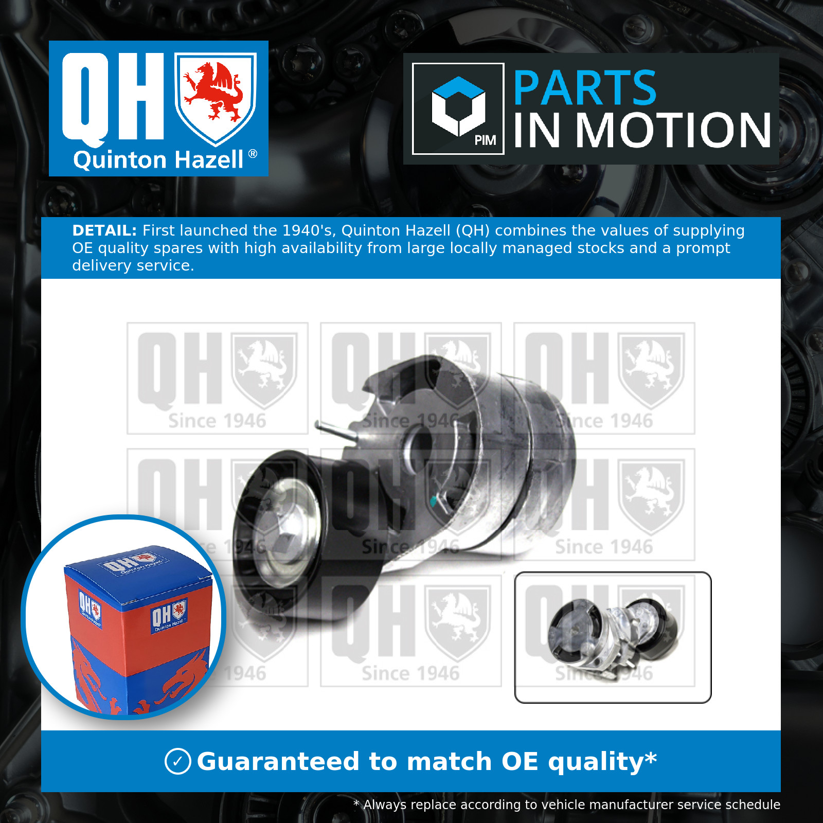 Aux Belt Tensioner QTA1225 Quinton Hazell Drive V-Ribbed 9638380780 1613840380