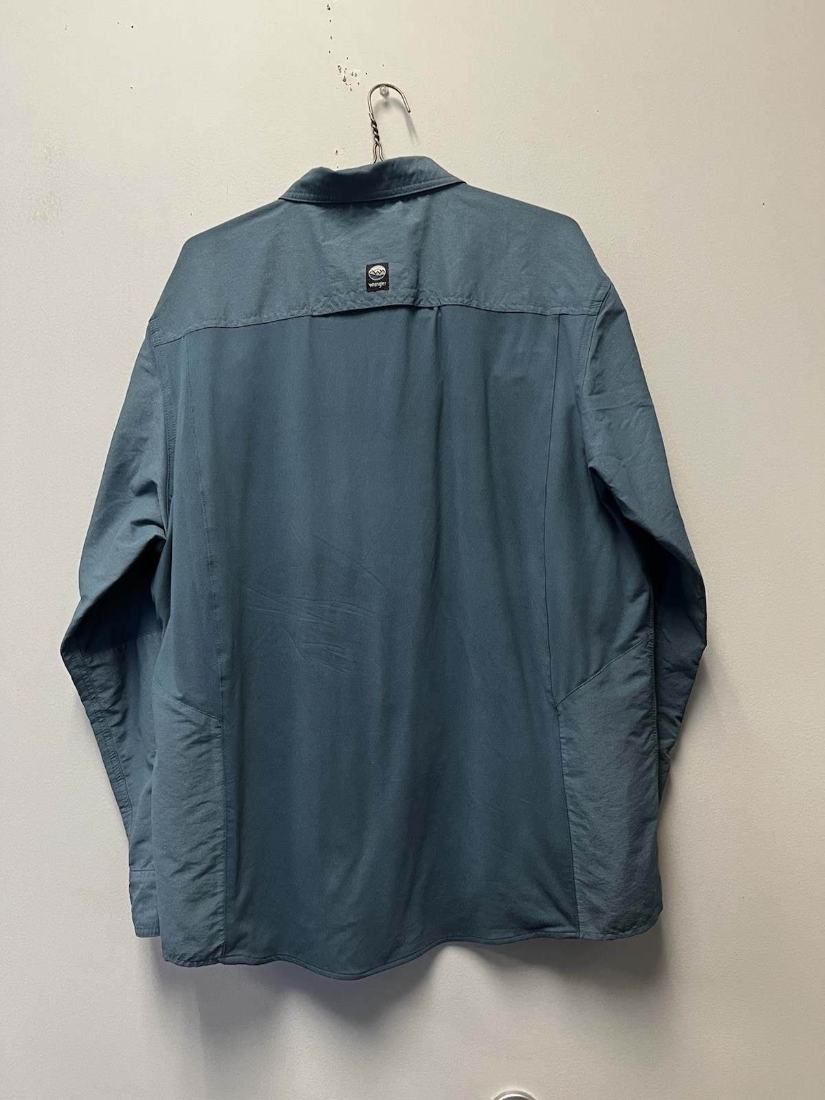 Wrangler Teal Blue Solid Performance Button Down … - image 3