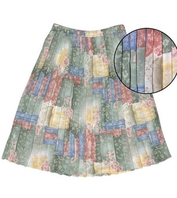Vintage Alfred Dunner Pastel Floral Pleated Midi Skirt size 14 Petite USA
