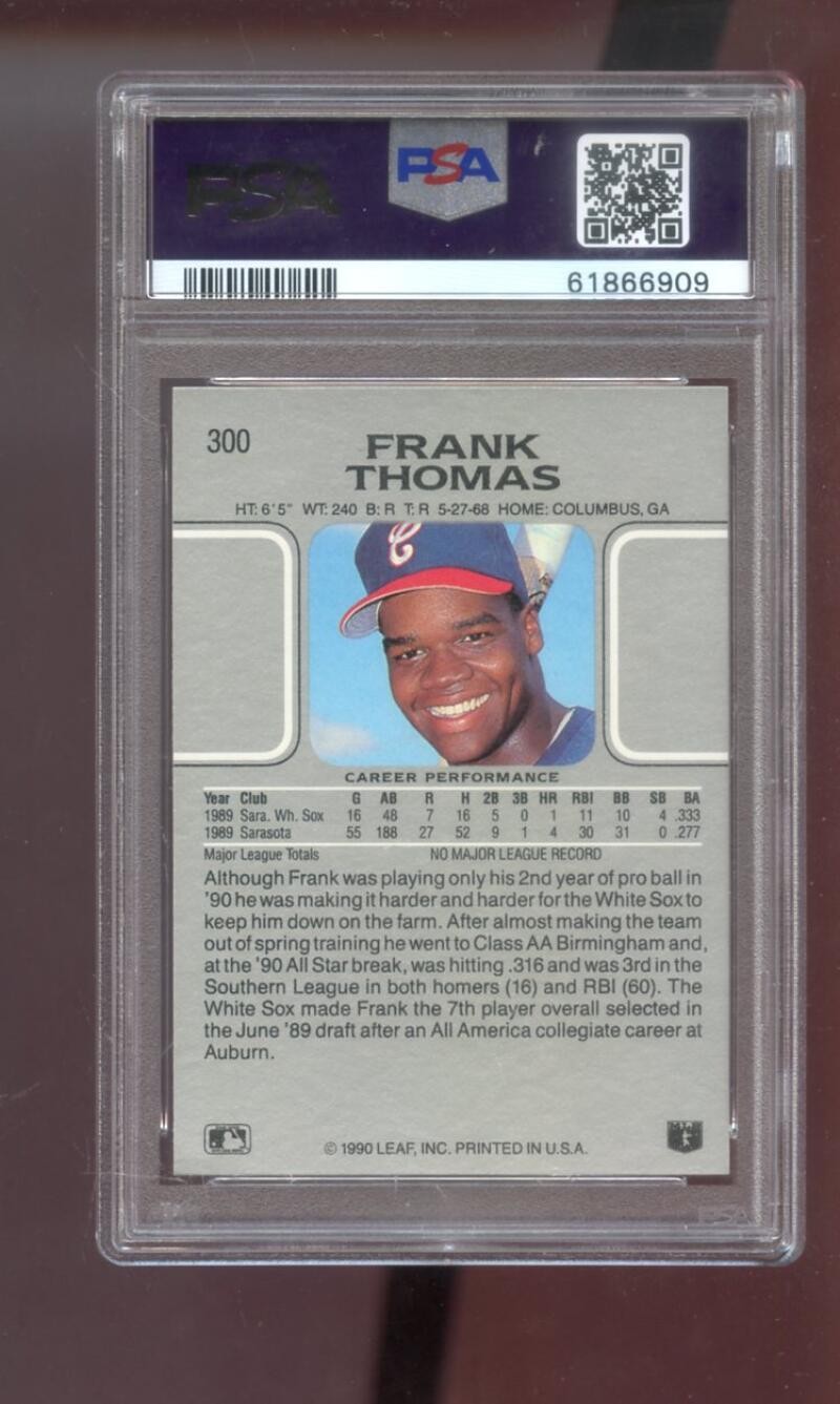 1990 Leaf #300 Frank Thomas ROOKIE RC PSA 9 Graded Baseball Card MLB White Sox view 2