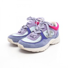 CHANEL COCO Mark Sneakers G34360 Suede Fabric Purple Multicolor Used Women 36