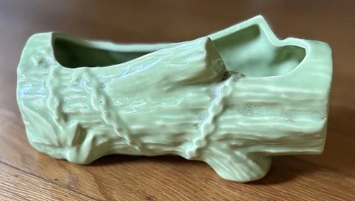 Cute Vintage McCoy Log Planter In Yellow-Green
