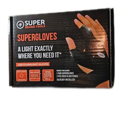 NWOT, Super Brand Tools Supergloves LED Flashlight Gloves, Never Been Used.