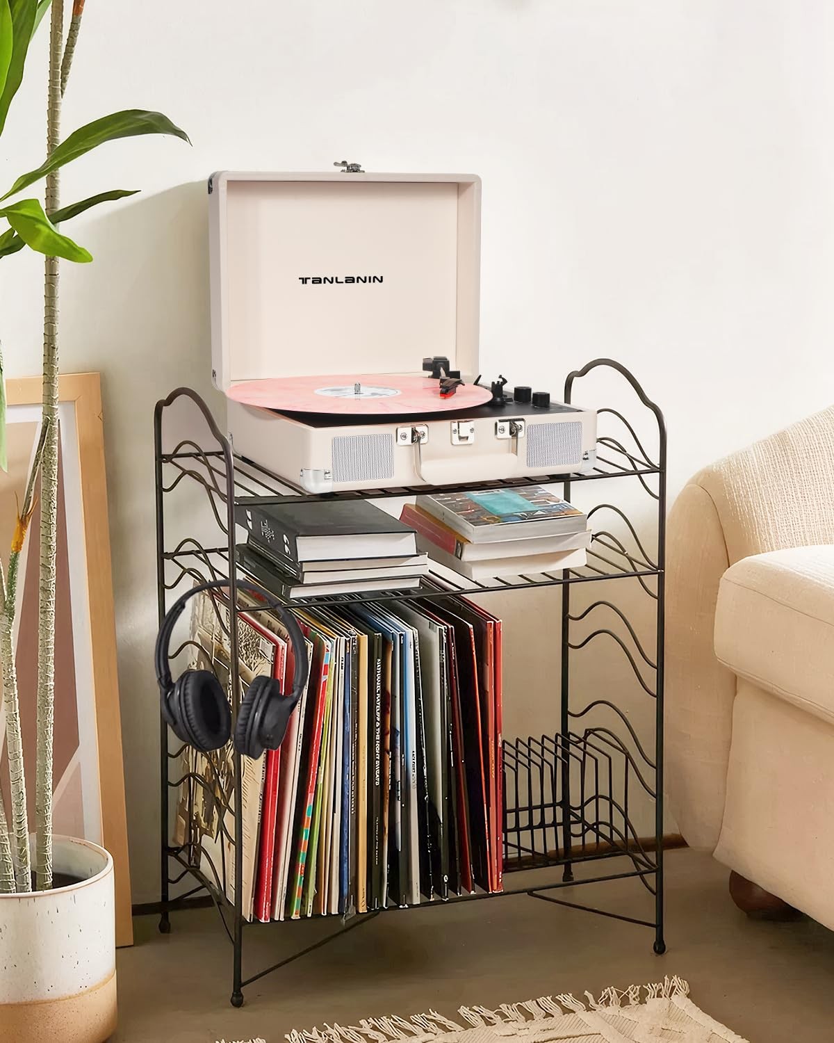 Record Player with Enhanced Speakers 3-Speed Bluetooth Suitcase Portable Viny...