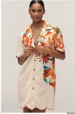 Farm Rio x Anthropologie Scalloped Shirt Dress Sz XS Tropical New Tags