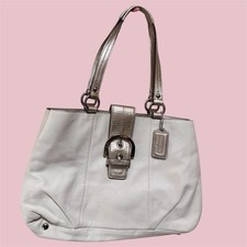 COACH White SoHo Lynn Bag Metallic Handles