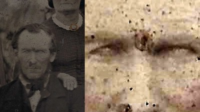 ANYONE ALIVE ? 6 PERSON FAMILY PORTRAIT POSSIBLY ALL POST MORTEM ANTIQUE TINTYPE