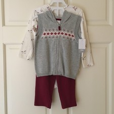 NEW Carter s 24M Girls Outfit 3 piece Bodysuit Shirt, Pants, Hooded Sweater Vest