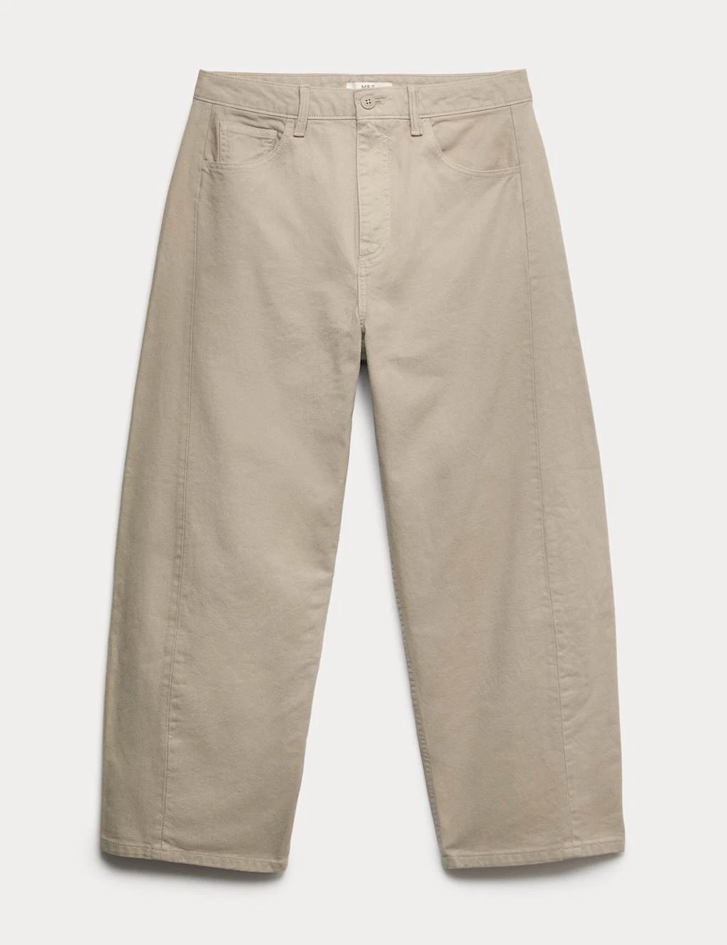 Marks & Spencer Womens Cotton Straight Trousers in Putty - M&S