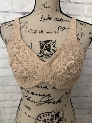 Wacoal Bra 36C Halo Lace Full Figure Underwire Beige Toast Unlined 65547