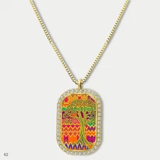 New Colorful Tree of Life Pendant Necklace Chain Printed Dog Tag Chain Gift Desi