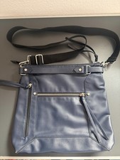 Esprit Handtasche Fächer Umhängetasche vegan dunkelblau Henkel Lederoptik TOP