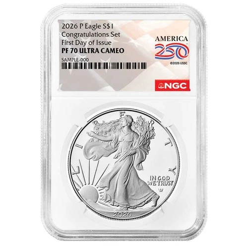 2026-P $1 1-oz Proof American Silver Eagle Congratulations Set NGC PF70UC FDI