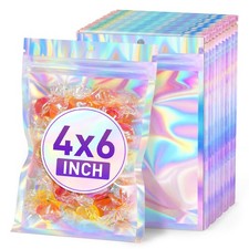 50 Pack Holographic Mylar Bags, 4'' x 6'  Packaging Bags for Small Business, ...