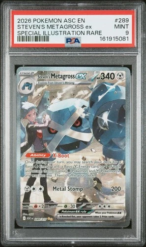 PSA 9 STEVEN'S METAGROSS EX 289/217 SIR ASCENDED HEROES POKEMON