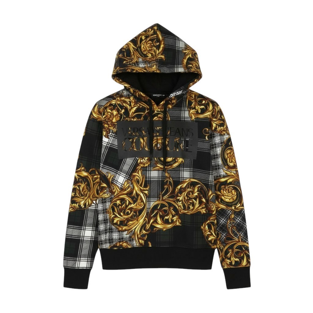 VERSACE COUTURE Felpa Garzata Print Highland Women Hoodie 40 S Pull On RRP439 *
