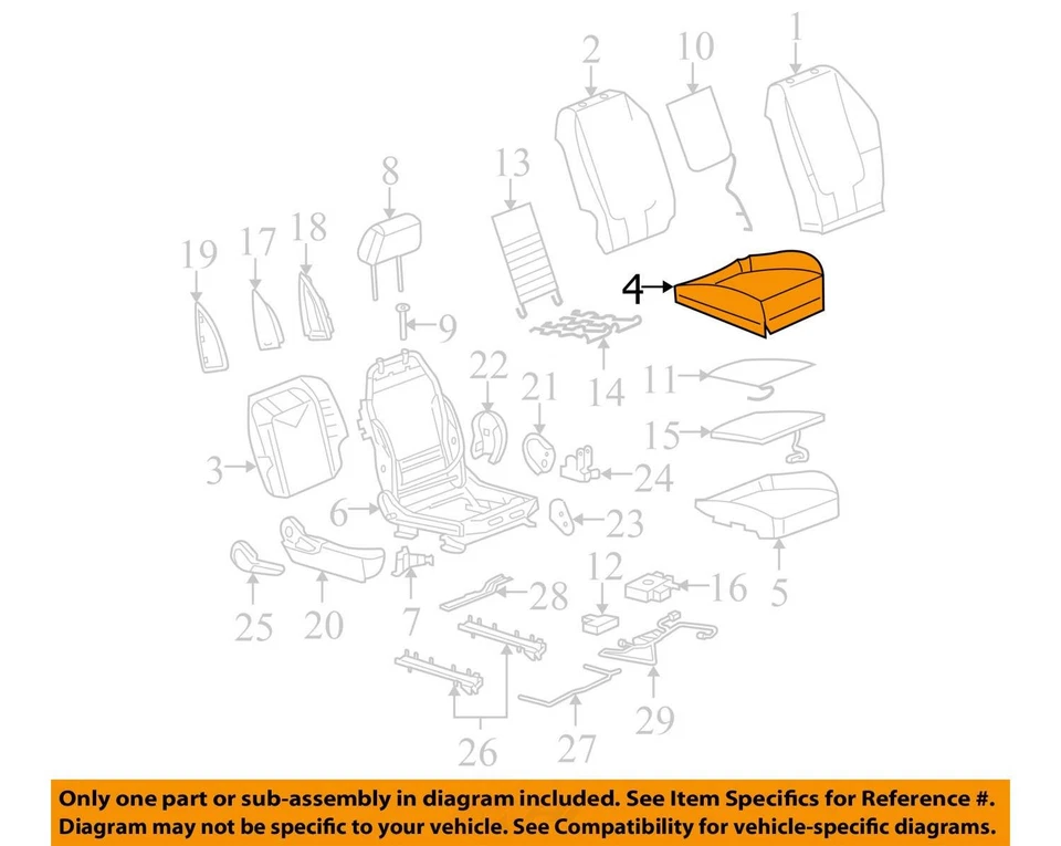 Cubierta para Chevrolet Malibu 2008 ASM P/asiento cojín *nueva 15269426 - nueva OEM Foto 2 de 3