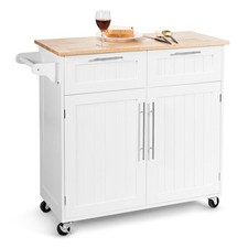 Rolling Kitchen Cart Island Heavy Duty Storage Trolley Cabinet Utility White