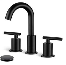 MTTCLE 8 in. Widespread Double Handle Bathroom Faucet w/ Drain in Matte Black