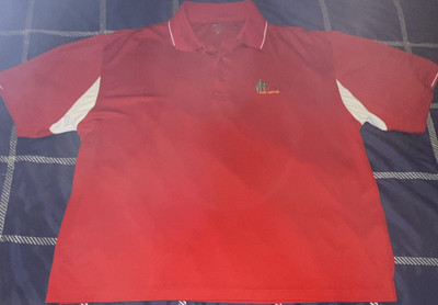 Tri-Mountain Performance Men s Red/White Colorblock Polo, XL, Palm Springs Logo