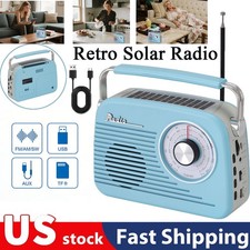 Rechargeable Retro Solar Radio Bluetooth Speaker Audio System FM/AM/SW/USB/AUX