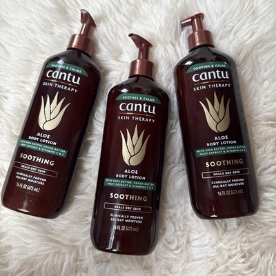 3 Pack Cantu Skin Therapy Aloe Vitamin E, SOOTHING Body Lotion Dry Skin 16oz.