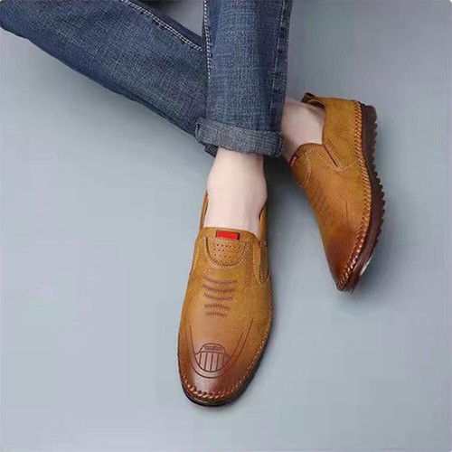 Mens Leather Slip On Loafers Casual Driving Boat Deck Moccasin Shoes UK Size - Picture 7 of 13