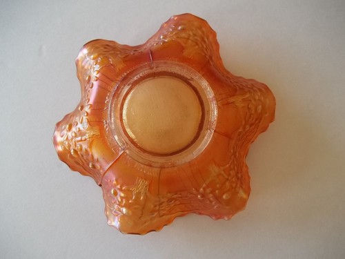 ANTIQUE FENTON BOWL SAILBOAT WINDMILL & ORANGE TREE MARIGOLD 6" wide - Picture 2 of 7