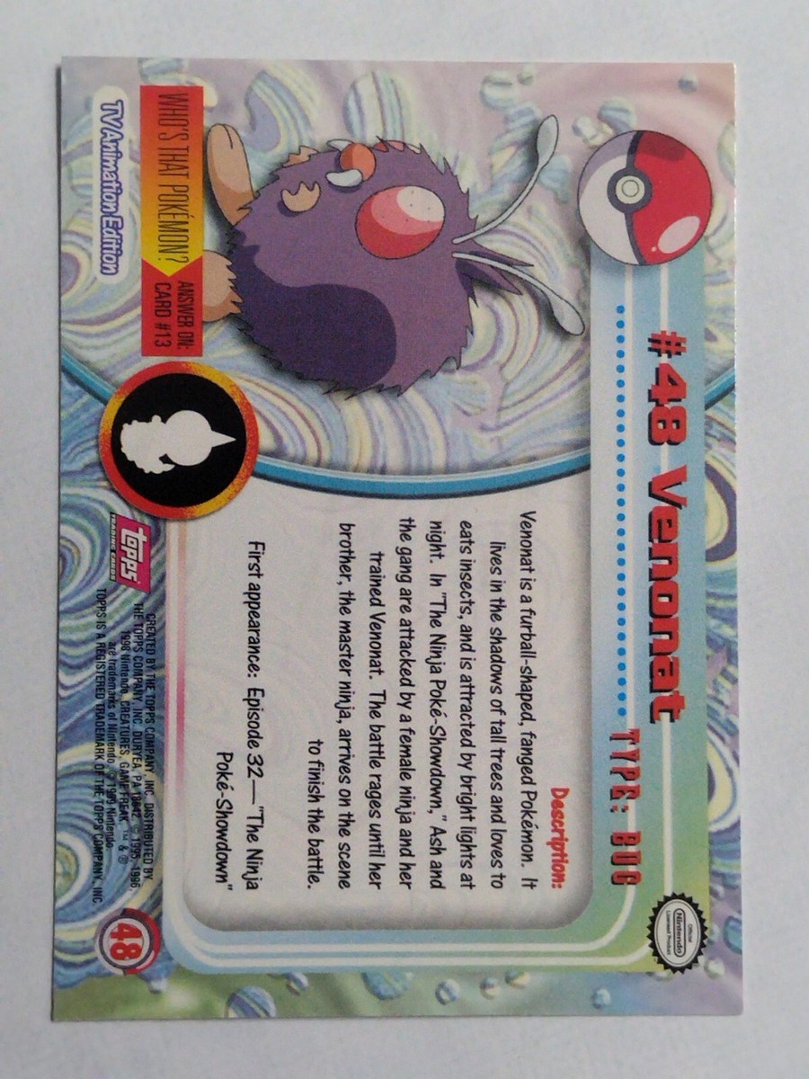 Venonat #48 Topps TV Animation Edition Pink Label Pokemon Card | eBay