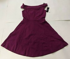 Lulus Season of Fun Magenta Off-the-Shoulder Skater Dress (Size Small, Magenta)