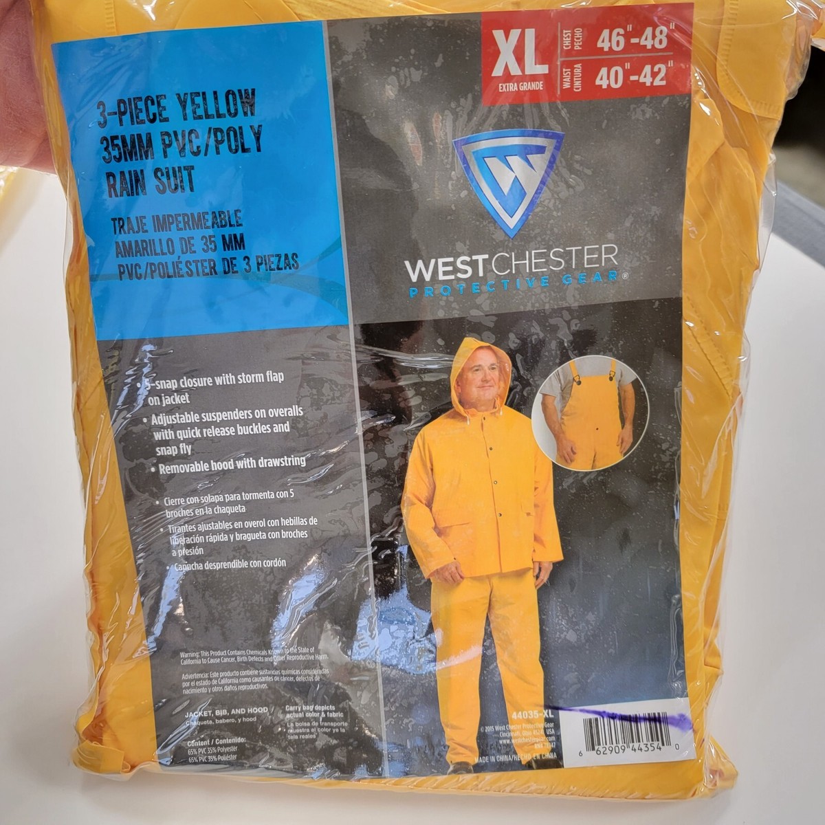 USA NEW - 3 Piece Yellow Rain Suit 35MM PVC Poly Protective Gear