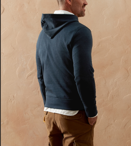 MENS SIZE LARGE TALL BANANA REPUBLIC LOGO COTTON BLEND HOODIE NAVY