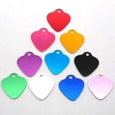 Beautiful HEART TOP Anodized Aluminum Pet ID Tags Collars Custom For Cat Dog