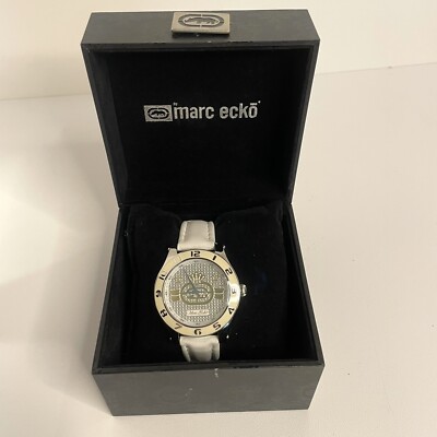 NEW Marc Ecko Women s White/Cream Leather Watch E09502M2 Needs Battery