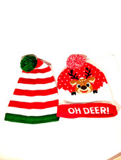 Cute Christmas Hats, One Size Stretchy, Soft and Warm, SET OF 2- Nice 