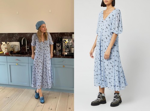 NWT GANNI Floral Georgette Midi Dress 